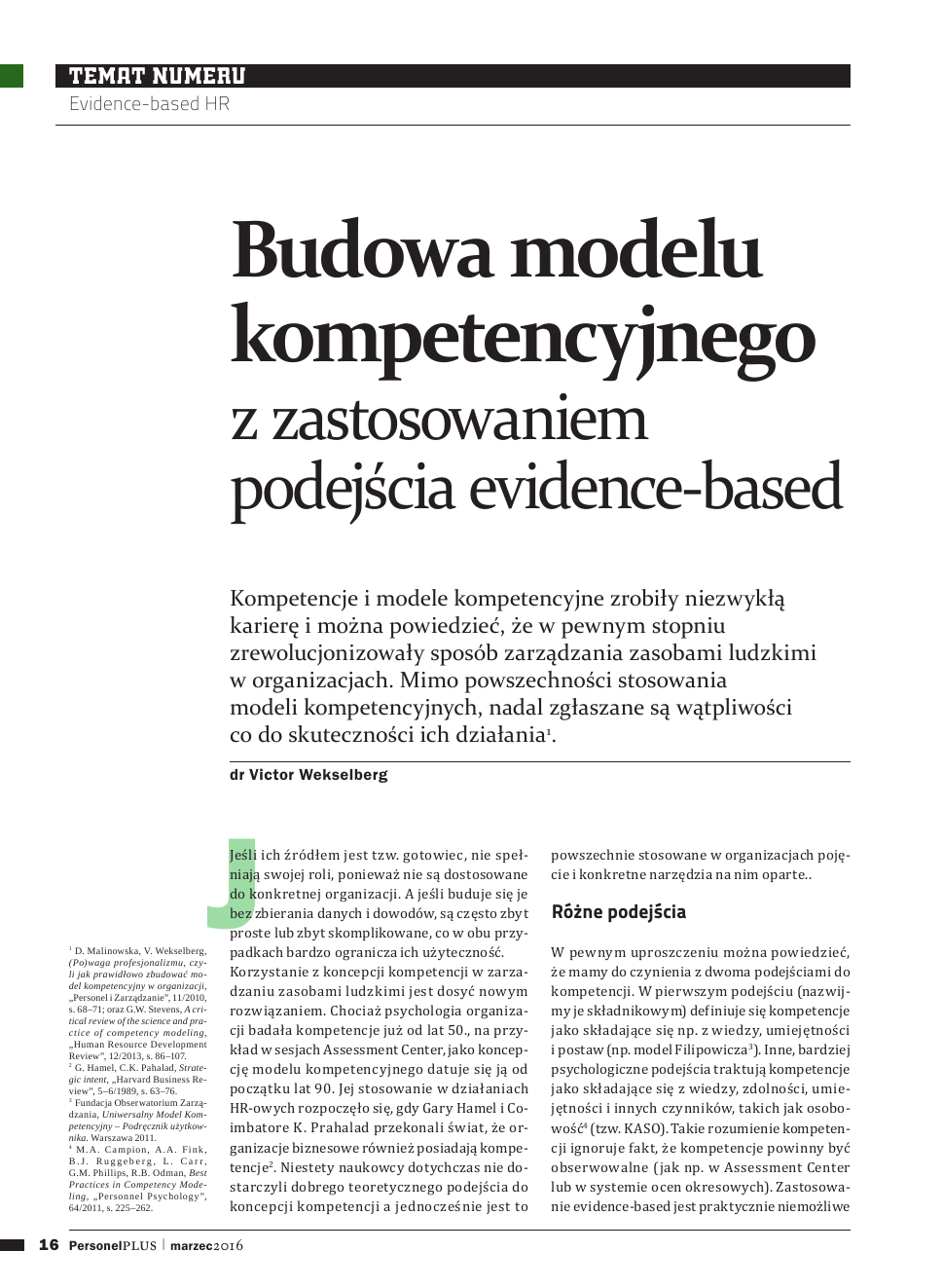 Budowa modelu kompetencyjnego z zastosowaniem podejścia evidence-based