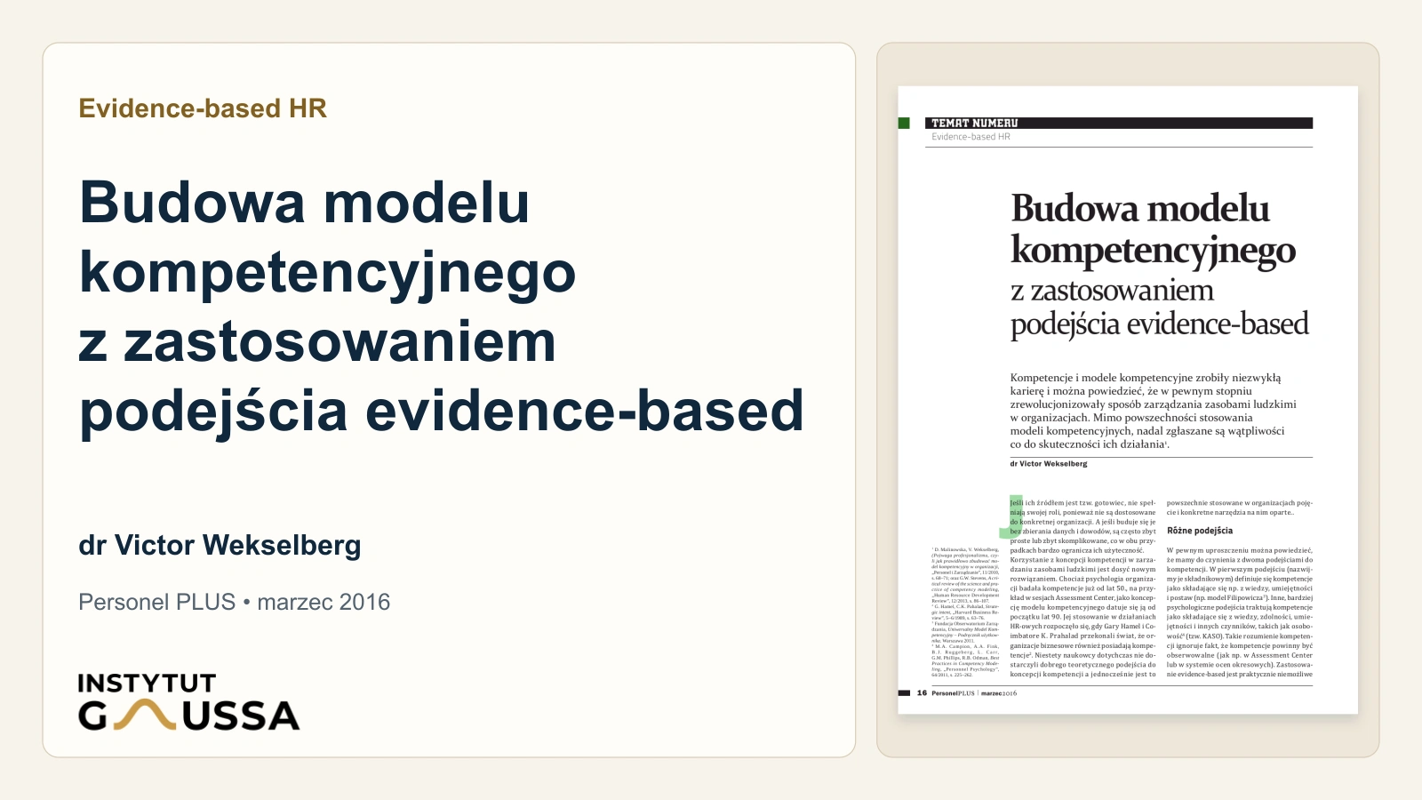 Budowa modelu kompetencyjnego z zastosowaniem podejścia evidence-based